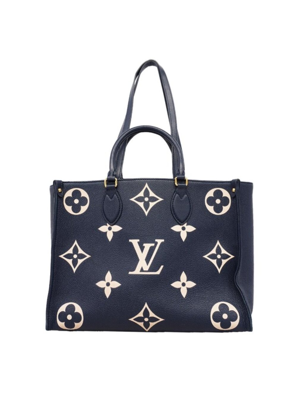 Louis Vuitton Tote Bag Monogram Empreinte Bicolor On The Go MM Blue Cream 2-Way